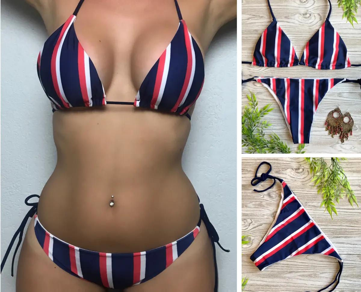 Siempre El cielo obesidad Bikini-Swimsuit-Women-Sexy-Bathing-Stripes-Beach-Set-Padded-Summer-Swimwear-USA  | eBay