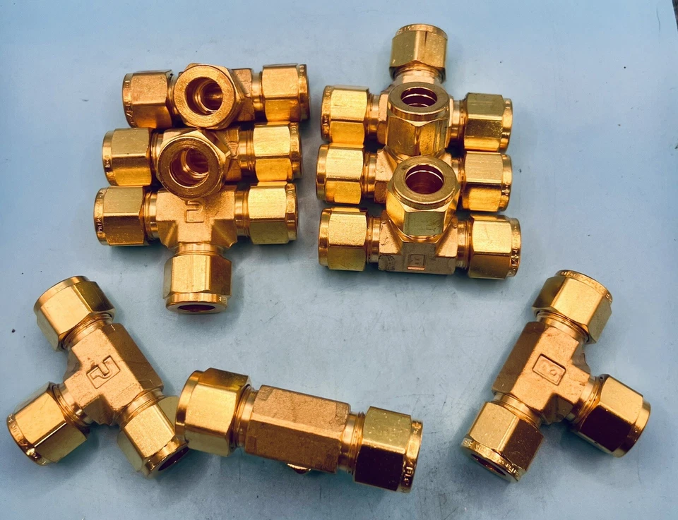 PARKER HANNIFIN 8ET8-B 1/2'' A-LOK BRASS UNION TEE FITTING🔩LOT OF 9🔩SHIPS FREE - Image 2 of 3