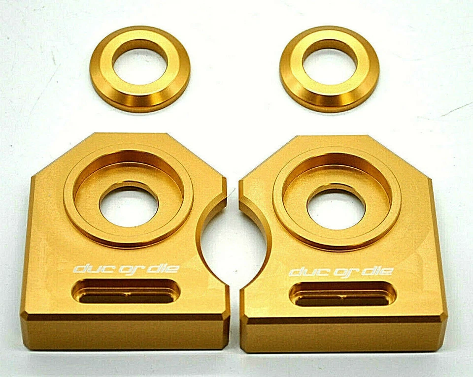 NUEVO Ducati 888 Monster 600 750 900 AJUSTADOR DE CADENA PLACAS LATERALES JUEGO Tensor dorado Foto 3 de 4