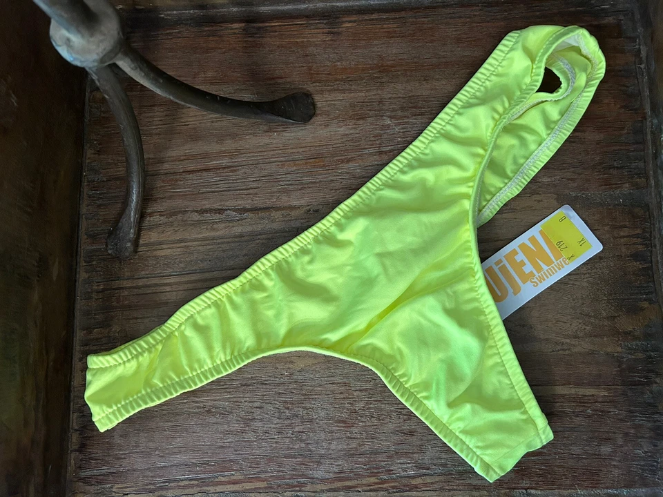 ☀️ NUEVO + ETIQUETAS UJENA 84 NEÓN LIMÓN LIMA AMARILLO BIKINI TRAJE DE BAÑO TANGA PANTALONES XL Foto 3 de 3