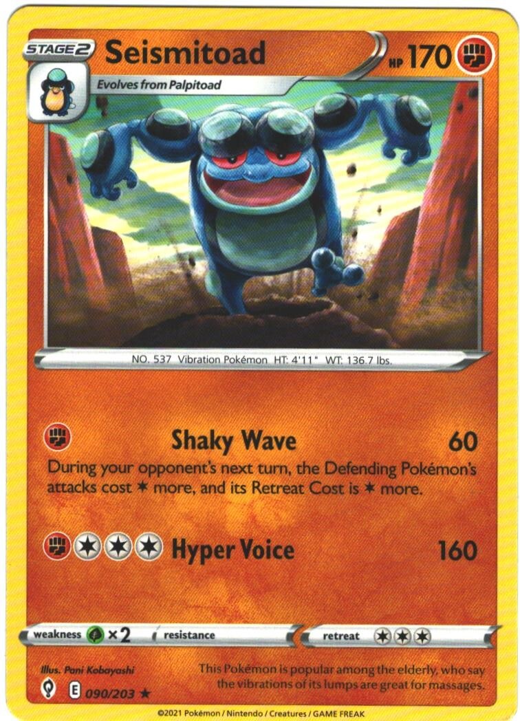 Seismitoad 90/203 Evolving Skies Regular Rare Pokemon Card Pokémon TCG 090/203