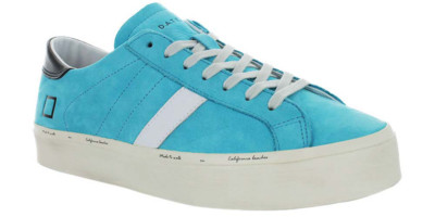 D.A.T.E. Italian Men's HILL DOUBLE blaue Lederhalbschuhe