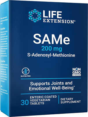 Life Extension SAMe 200mg Promotes Mood, Liver&Joint Health-30enteric-VG tablets
