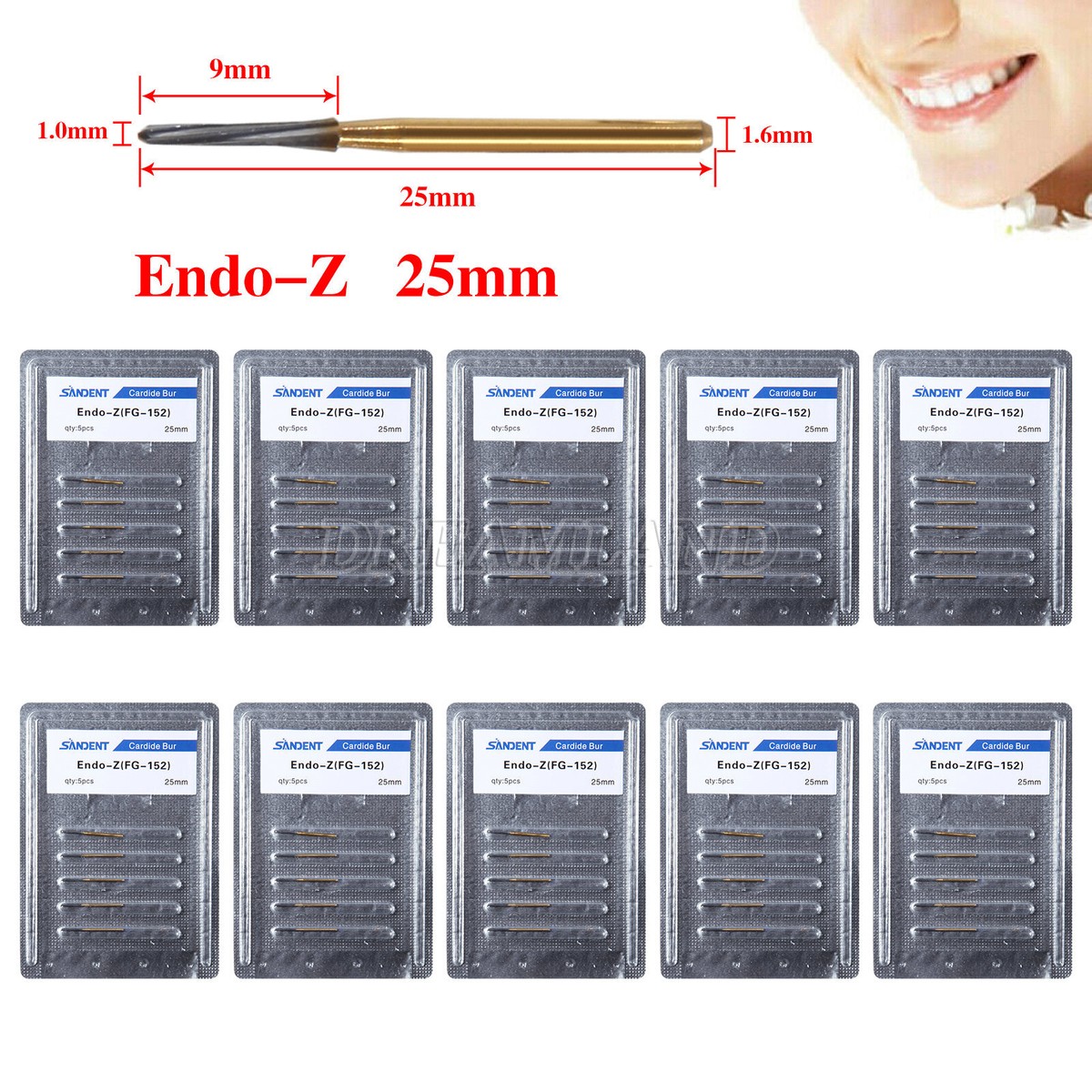 10PCS Dental Lab FG ENDO-Z Burs – Carbide Tungsten Steel Trimming & Finishing Burs, 25mm 4 thumbnail image