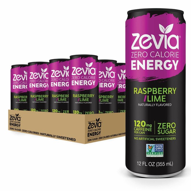 Zevia Zerocalorie Naturally Sweetened Energy Drink Raspberry Lime 12