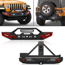 W/ D-rings & LED Lights Rear Or Front Bumper For 2018-2025 Jeep Wrangler JL JLU