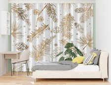 3D Leaves A536 Christmas Xmas Photo Curtain Window Blockout Fabric Amy 2023