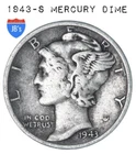1943-S Mercury Dime 10c - 90% SILVER - Very Good (VG)