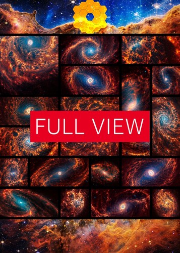 JWST 19 Spiral Galaxies+Cosmic Cliffs, Carina Nebula (James Webb) — space poster - Photo 7 sur 12