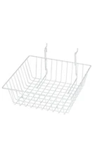 Lot of 5 White Baskets Slatwall Mini Wire Grid Basket Wire Grid 12 x 12 x 4