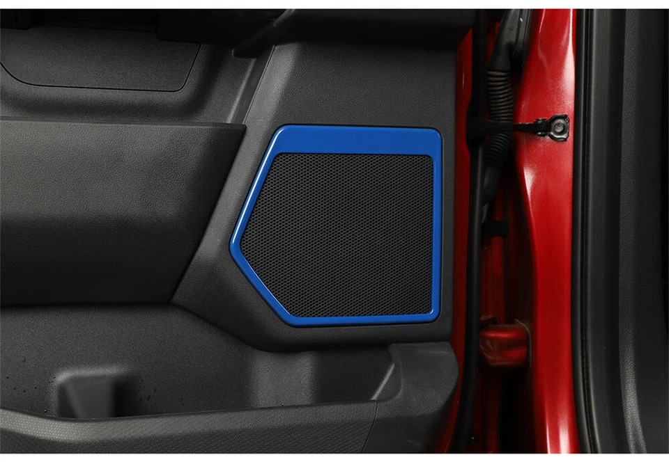 4x Cubierta de anillo de altavoz interior ABS azul para Ford F150 2021-2023 accesorios de coche Foto 3 de 4