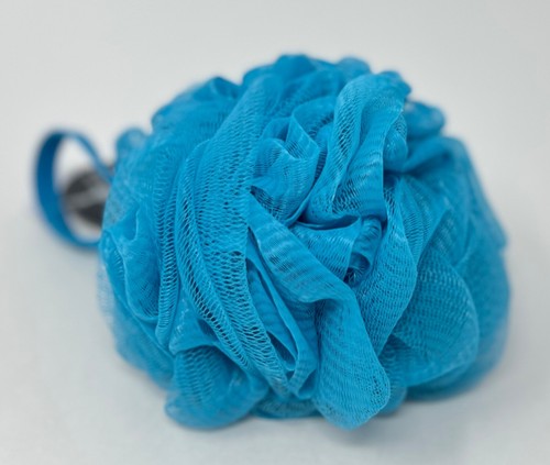 NEW BATH & BODY WORKS BLUE MESH SHOWER SPONGE LOOFAH POUF SOFT SILICONE STRAP - Picture 4 of 6