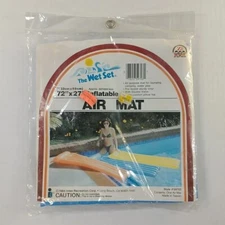 Vintage 1984 NEW Inflatable Air Mat Float 72x27 Wet Set Pool Swim Blue NOS