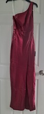 Lulu's Burgundy/Red, Silk/Satin One Shoulder Gown Dress