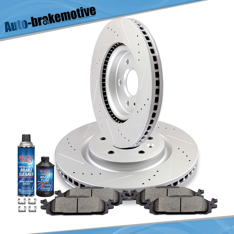 FOR CADILLAC CHEVROLET FORD GMC LINCOLN MKT FRONT BRAKE ROTORS AND CERAMIC PADS Foto 2 de 4