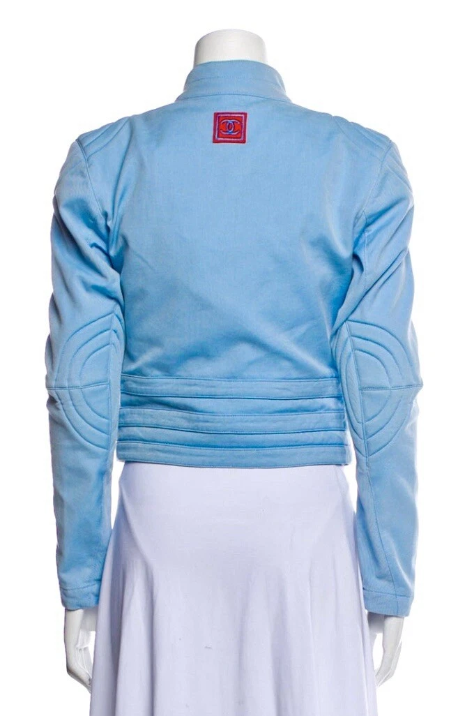 Giacca Chanel Vintage 2002 Paris H Blu Motociclista Logo 34 36 38 2 4 6 Cappotto S M