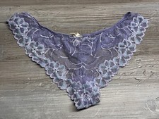 Felina Lingerie Vintage Lace Thong Panty Size Medium Purple Floral Fairy