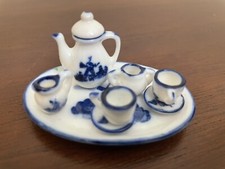 Windmill Miniature Tea set Dollhouse Sugar Creamer Cups Saucers Teapot Dutch