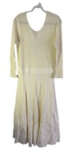 Sezane Womens 2XL Knit Sweater Dress Pleated Button Cuff Ivory