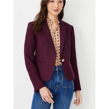 Ann Taylor Newbury Blazer Knit Twill in Burgundy - Size 0