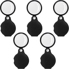 5PCS 10X Pocket Magnifying Glass Small Magnifying Glass with Black Rotating Prot