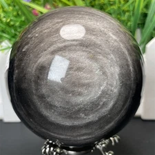 1.6LB 3.3" Natural Silver Obsidian Sphere Ball Quartz Crystal Energy Bath Heal