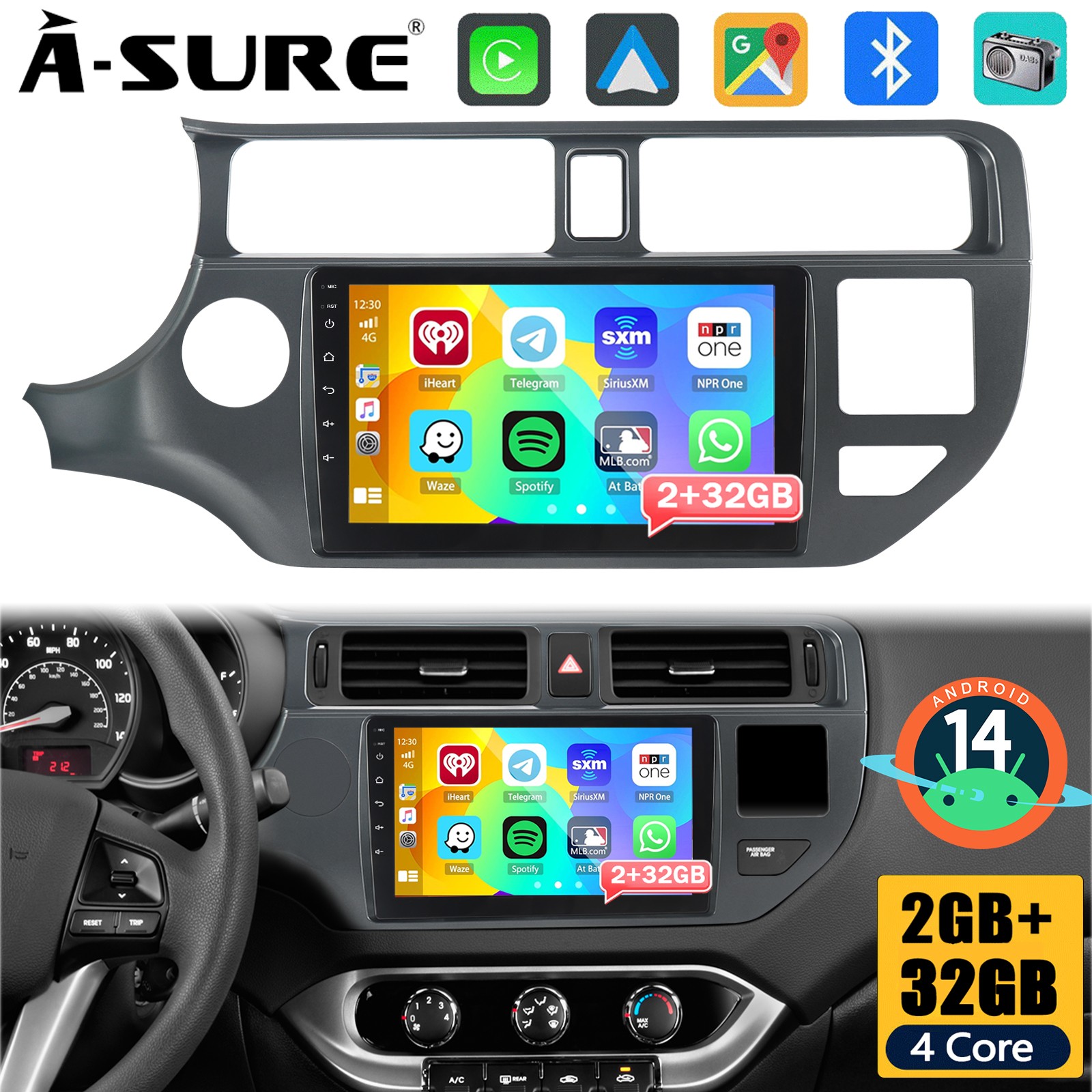 2+64GB Android 15 Autoradio GPS Navi Wireless CarPlay per Kia Rio 3 UB 2012-2014