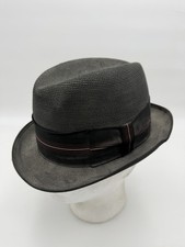VTG Knox Fedora Hat Size 7 1/4 Straw Braid Pork Pie weave Gray Hat