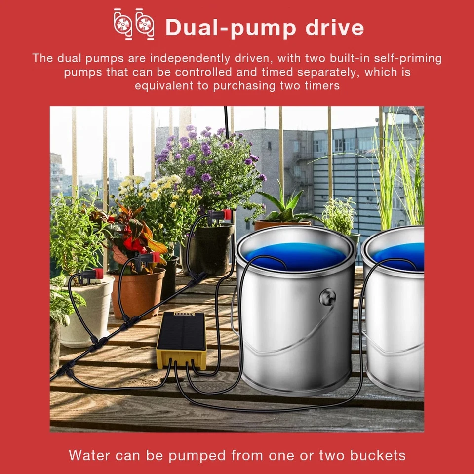 Dual-Pump Solar-Powered Rain-Sensor Fully Automatic Timed Watering System - Image 2 of 4