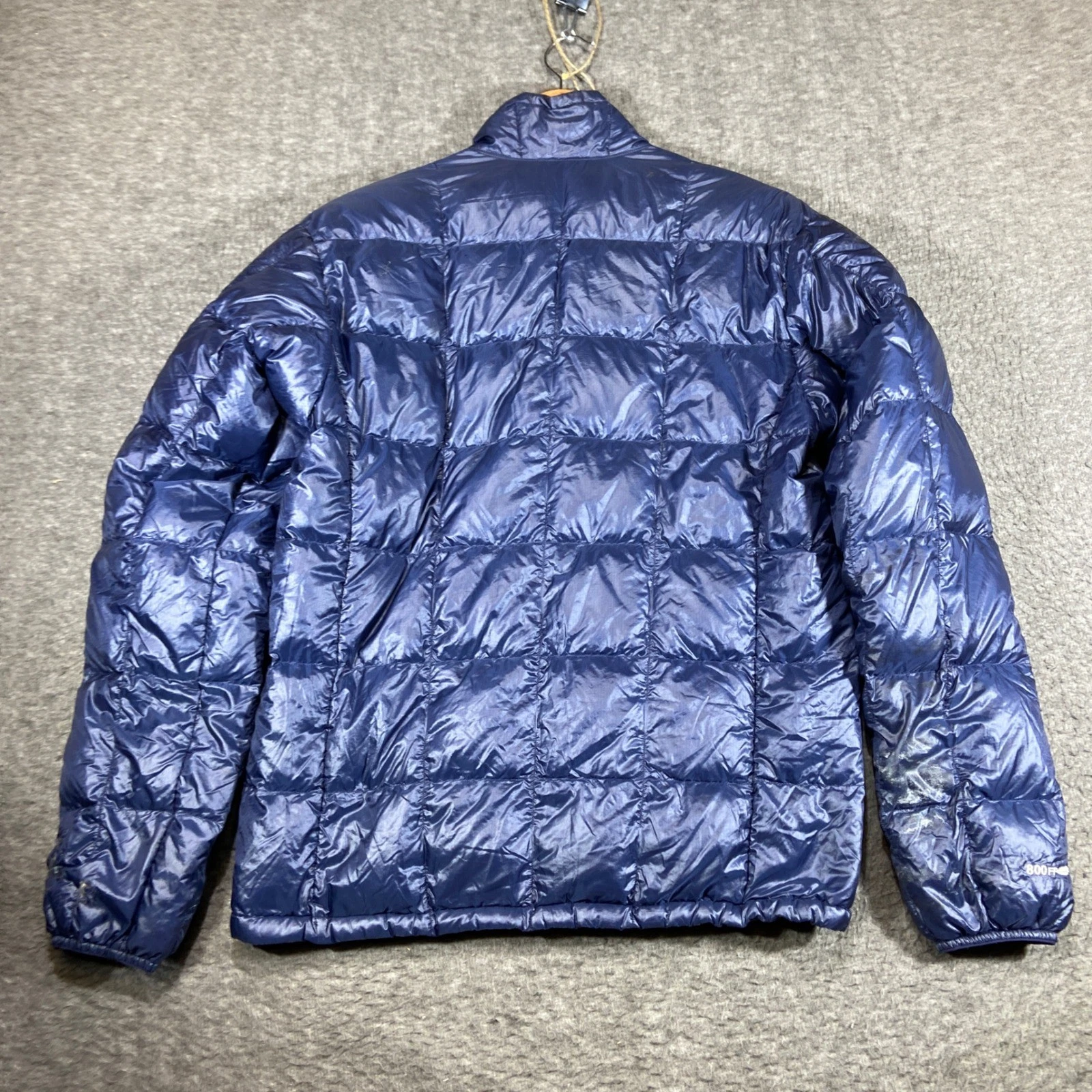 Montbell Ex Light Down Jacket Mens Medium Blue Puffer Full Zip 800FP Distressed - product detail image 8