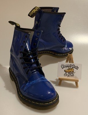 Dr Martens 1460 Patent Leather Boots UK Electric Royal Blue PUNK SKA  VINTAGE UK