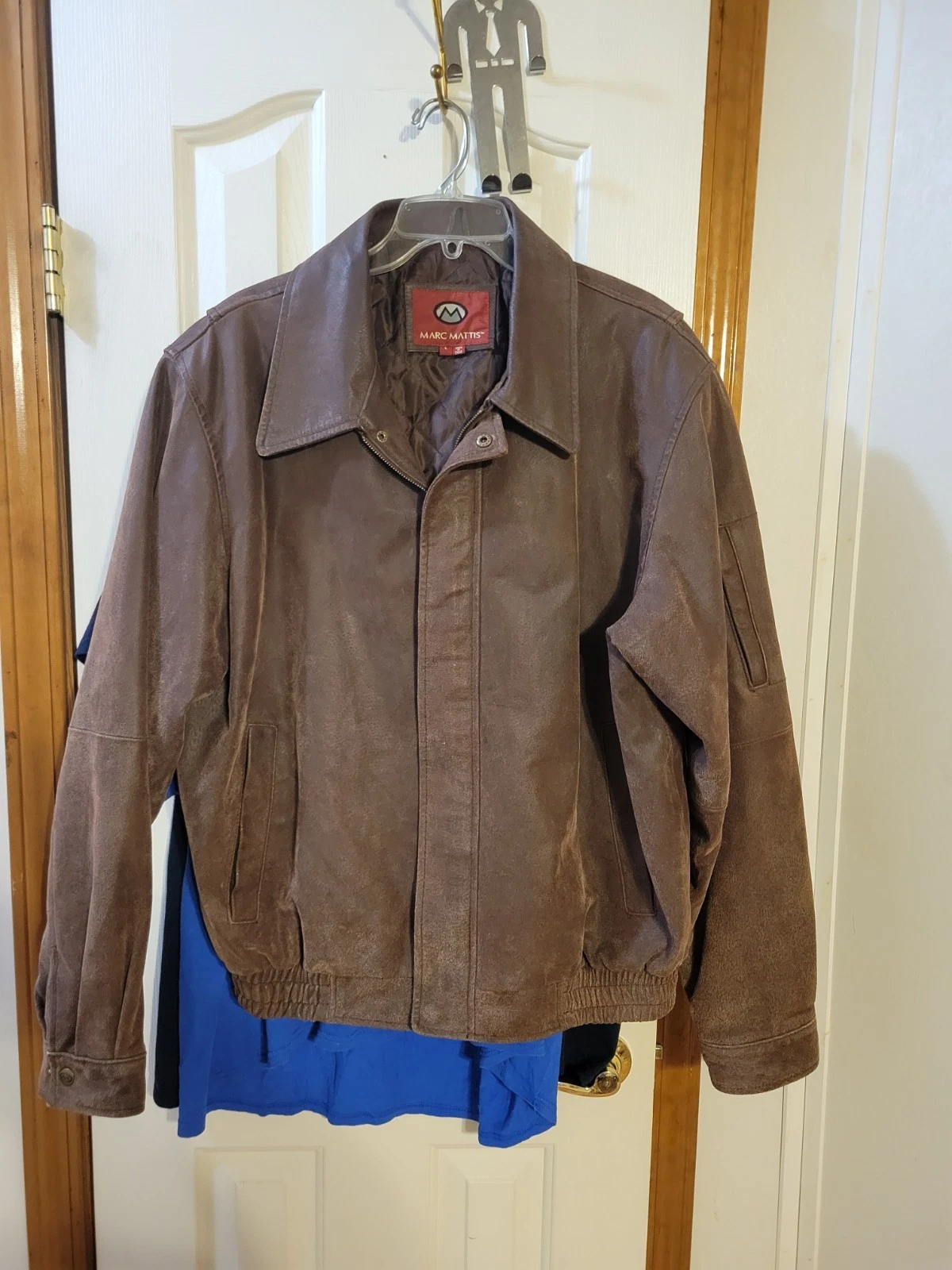Marc Mathis Brushed Leather Mens Insulated Cold Weather Jacket Size Large 48