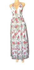 City Studio White Embroidered Floral Overlay Formal Maxi Gown Size 1