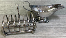 Toastständer Mappin & Webb.  edwardianisch. Sechs Scheiben. Prinzen Teller und Sauciere