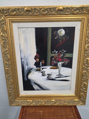 Jann Daughdrill Signed Oil Painting Study After Sargent s The Breakfast Table 