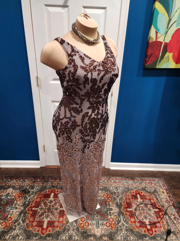 R&M Richards Cooper Ombré Maxi Dress Fitted Gown Dress Formal Size 12 - Image 2 of 4