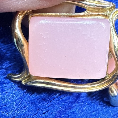 Pendientes CORO Vintage Lustre Rosa Luna Brillo y Tono Dorado Clip 1" Buen Estado - Imagen 6 de 7