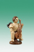 Holzengel Musikengel Engel Sitzend Mit Gambe Ohne Krone / Natur HöHe 6,5 Cm NEU