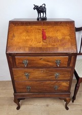 Ladies Writing Bureau Desk Vintage 1950s Lock & Key Mahogany Delivery Available