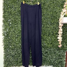 St. John Collection By Marie Gray Santana Knit Navy Blue Wide Leg Pants Size 10