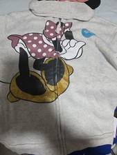 Minnie Mouse Girls Hoodie - Minnie Mouse Ears On Hood Full Zip Hoodie- Size 7/8