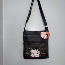 Betty Boop Shoulder Bag/Crossbody Bag NWT Black Three Outer Zippers