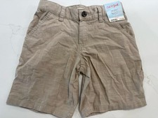 Cat  Jack Flat Front Shorts Size 7 Boys Adjustable Waist At The Knee Beige