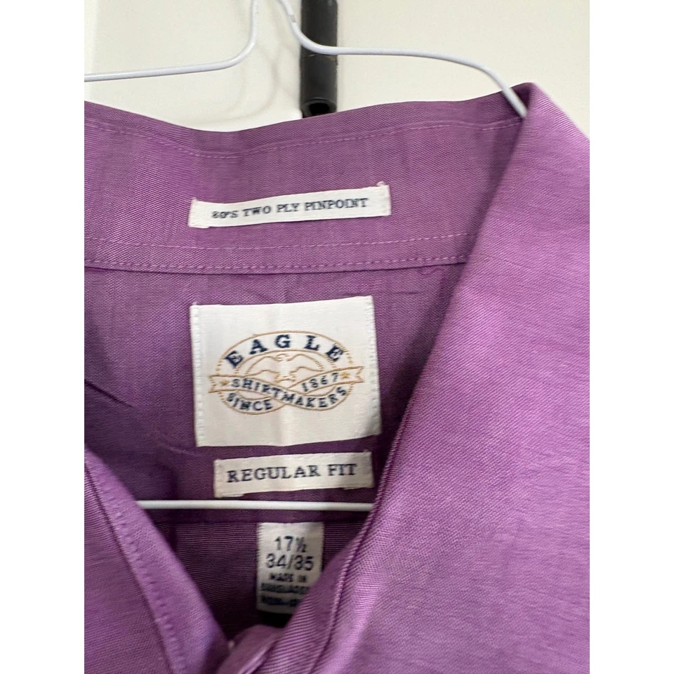 Рубашка мужская Eagle Shirtmakers фиолетовое платье 17 1/2 34/35 обычный покрой - Изображение 3 из 3