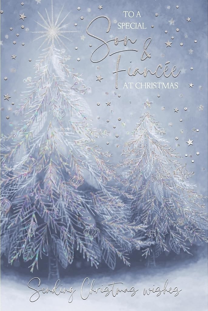 To Special Son & Fiancee Festive Tree Winter Wonderland Christmas Greeting Card