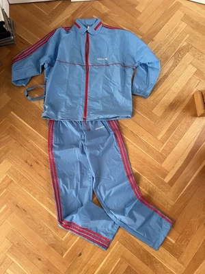 Vintage Adidas Regen-Anzug Windbreaker D8 Kombi Zweiteiler Beckham 80er Shiny - Bild 1 von 4