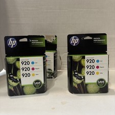 Lot 4 HP 920 Combo Pack Ink Cartridges Color Cyan Magenta Yellow Exp 2014