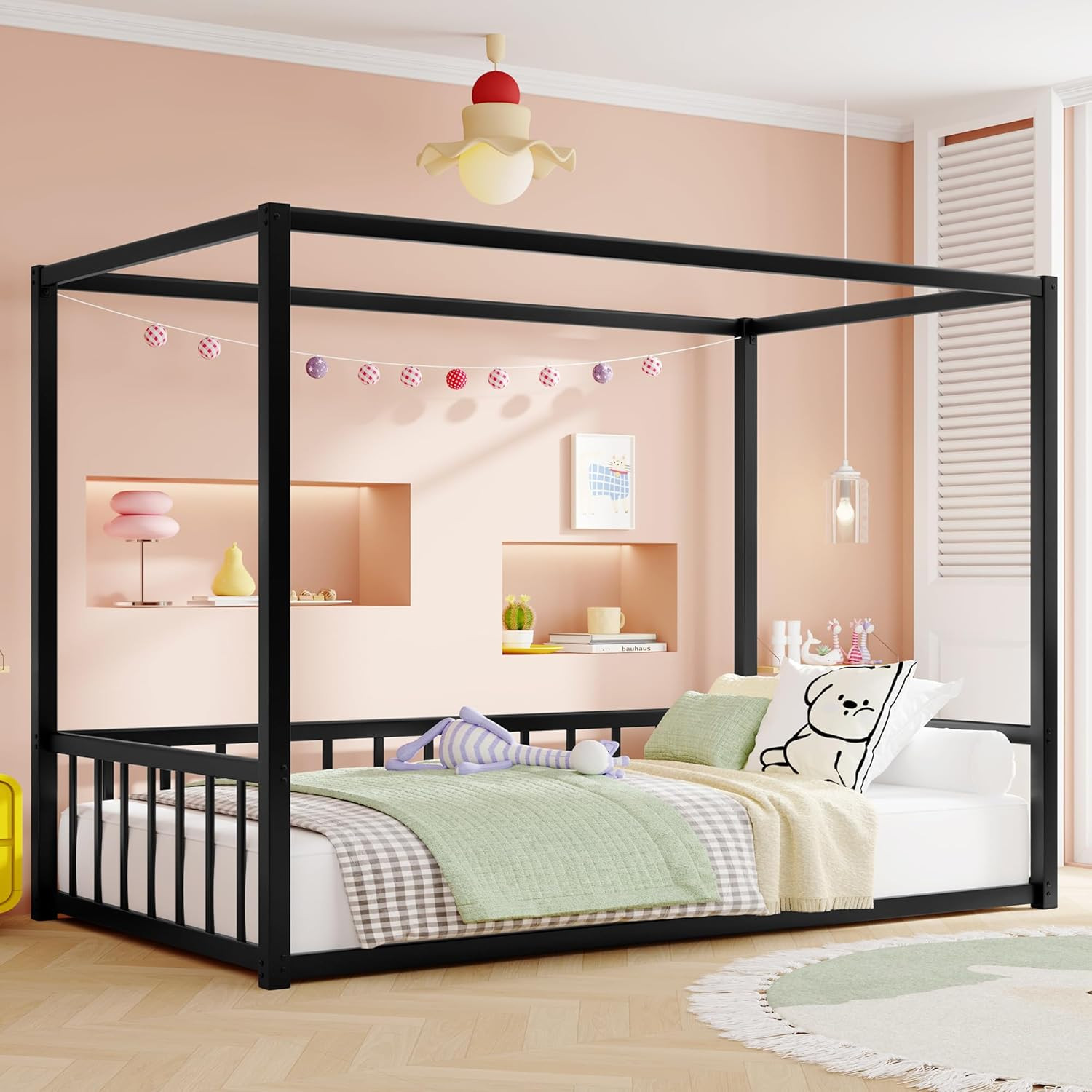 Bed Frame With Guardrails - Easy Assemble Montessori Floor B