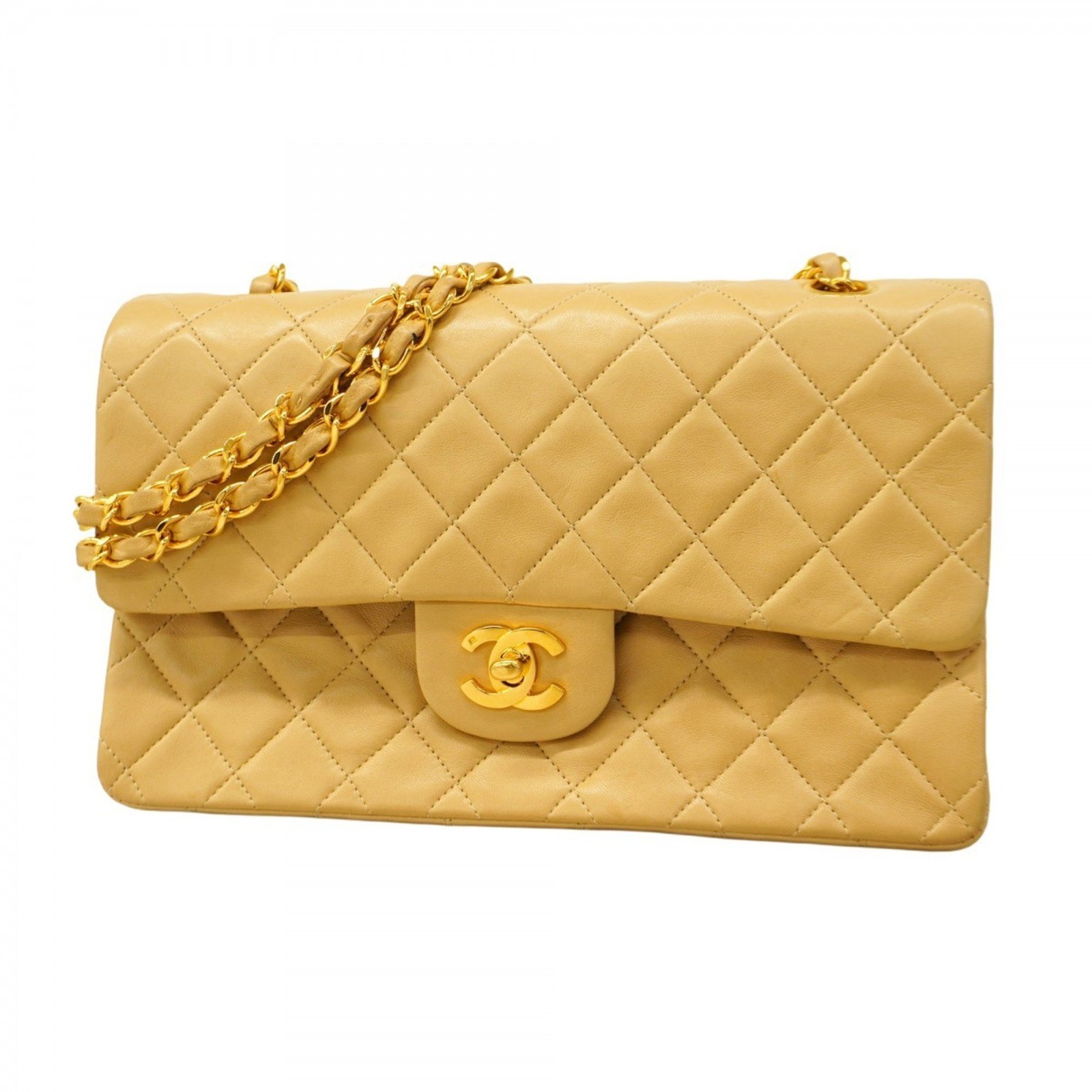 Chanel Lambskin Matelasse Flap Shoulder Bag with Chain in Beige for Women GZl1a0e3-image
