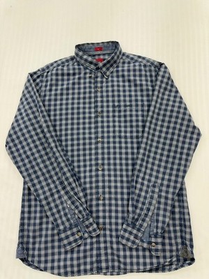 s.Oliver Men's Navy Gingham Check Shirt Size L